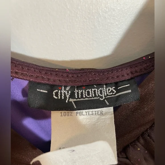 VTG Y2K City Triangles High Low V Neck Sparkle Dress Sz Medium Evening Cocktail - Picture 2 of 9